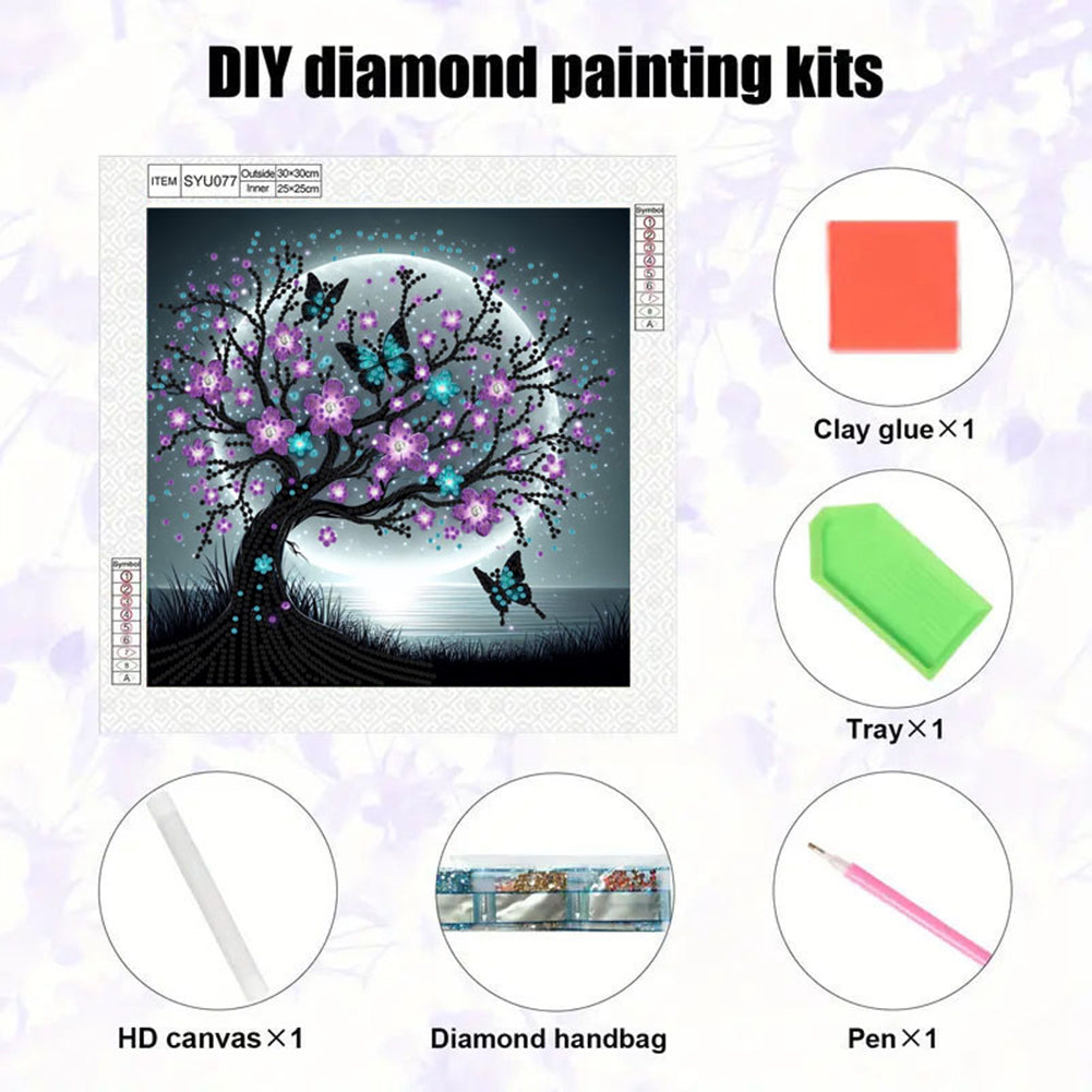 Butterfly Tree - Special Shaped Drill Diamond Painting 30*30CM