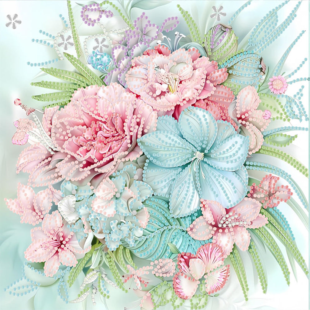 Blooming Flowers - Special Shaped Drill Diamond Painting 30*30CM