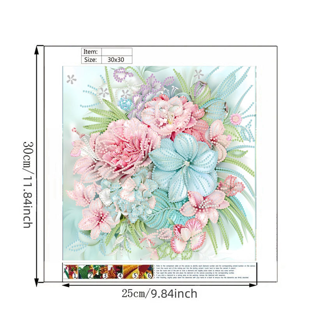 Blooming Flowers - Special Shaped Drill Diamond Painting 30*30CM