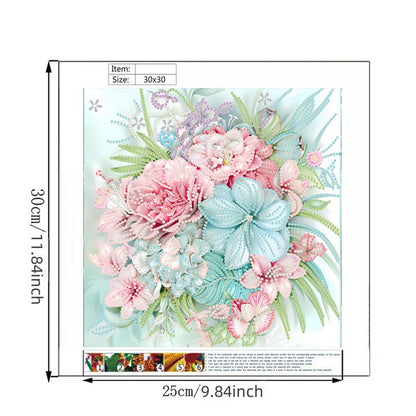 Blooming Flowers - Special Shaped Drill Diamond Painting 30*30CM