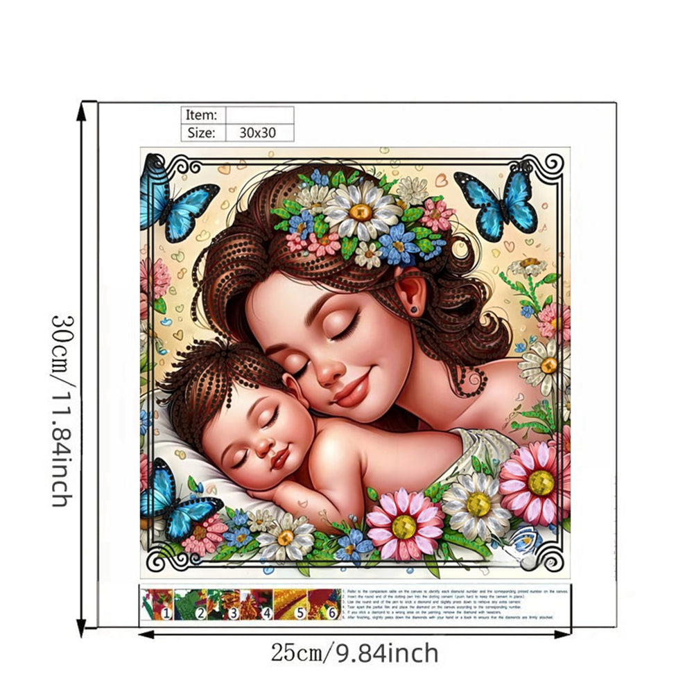 Mother And Child - Special Shaped Drill Diamond Painting 30*30CM