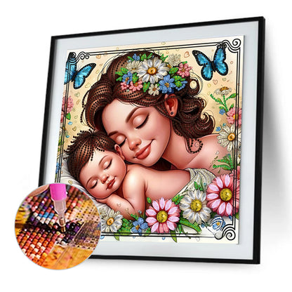 Mother And Child - Special Shaped Drill Diamond Painting 30*30CM