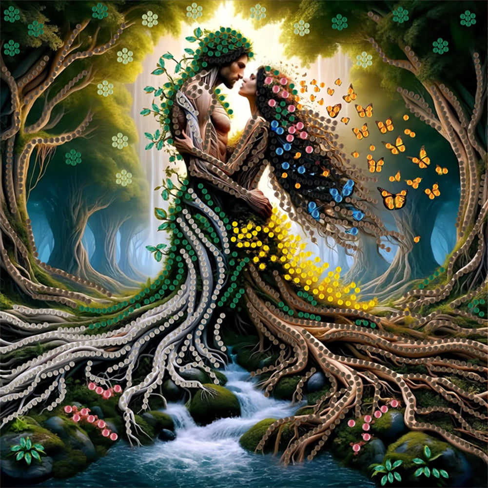 Tree Root Man And Woman - Special Shaped Drill Diamond Painting 30*30CM