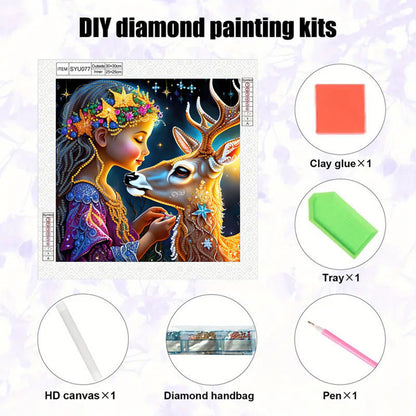 Fawn Girl - Special Shaped Drill Diamond Painting 30*30CM