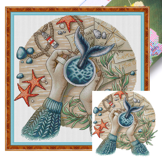 Wonderful World Frame - 14CT Stamped Cross Stitch 34*35CM(Joy Sunday)