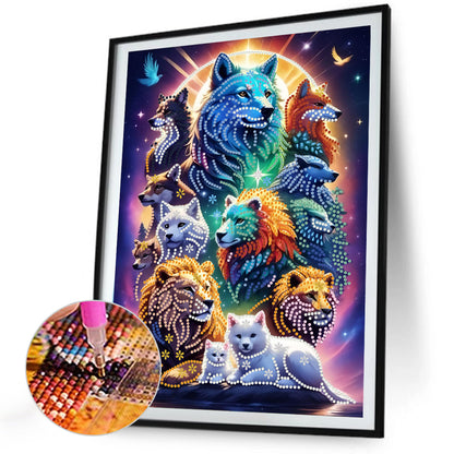 Group Portrait Animal - Special Shaped Drill Diamond Painting 30*40CM
