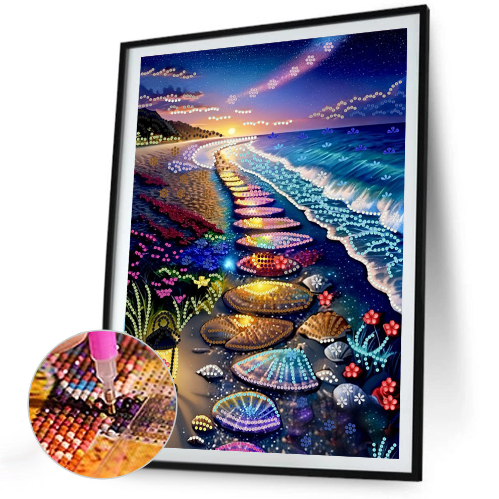 Beach Shell Stone - Special Shaped Drill Diamond Painting 30*40CM
