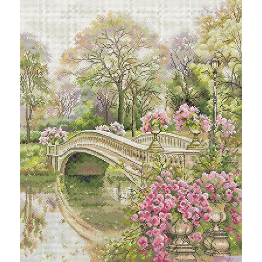 Flower Covered Bridge - 14CT Stamped Cross Stitch 42*48CM(Joy Sunday)