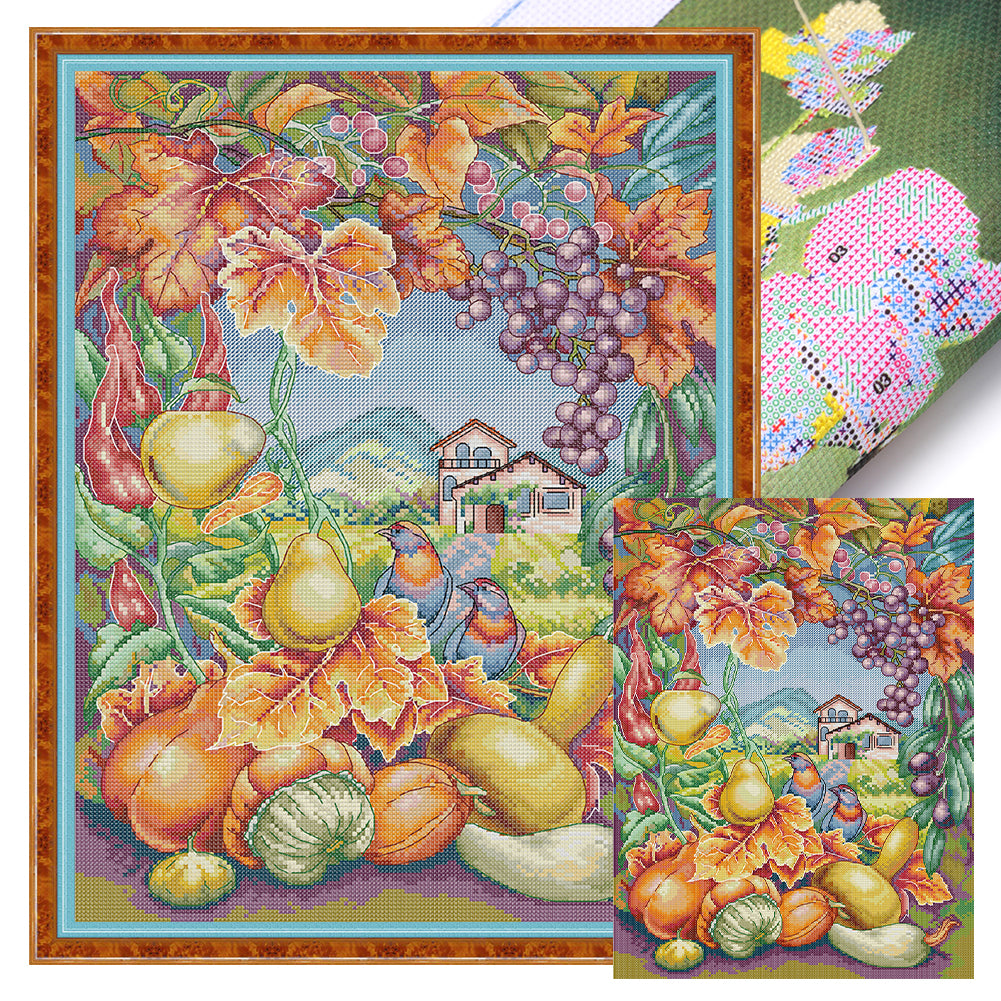 Autumn Harvest - 14CT Stamped Cross Stitch 34*46CM(Joy Sunday)