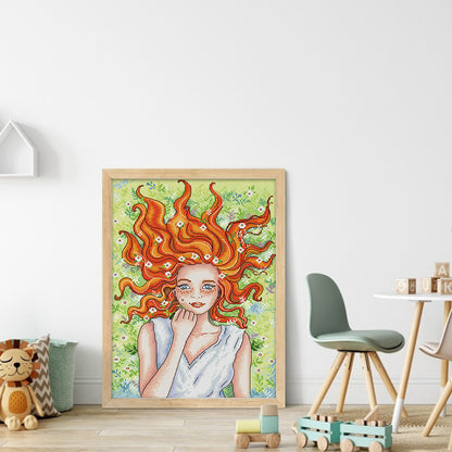 Red-Haired Girl - 14CT Stamped Cross Stitch 28*38CM(Joy Sunday)