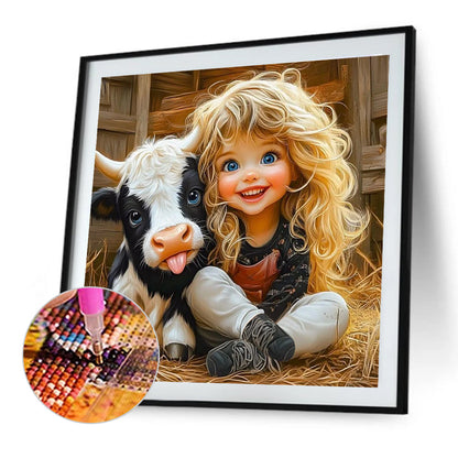 Cute Little Girl - Full Round Drill Diamond Painting 40*40CM