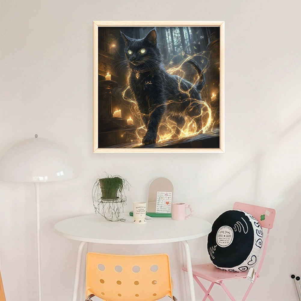 Magic Black Cat - 11CT Stamped Cross Stitch 40*40CM
