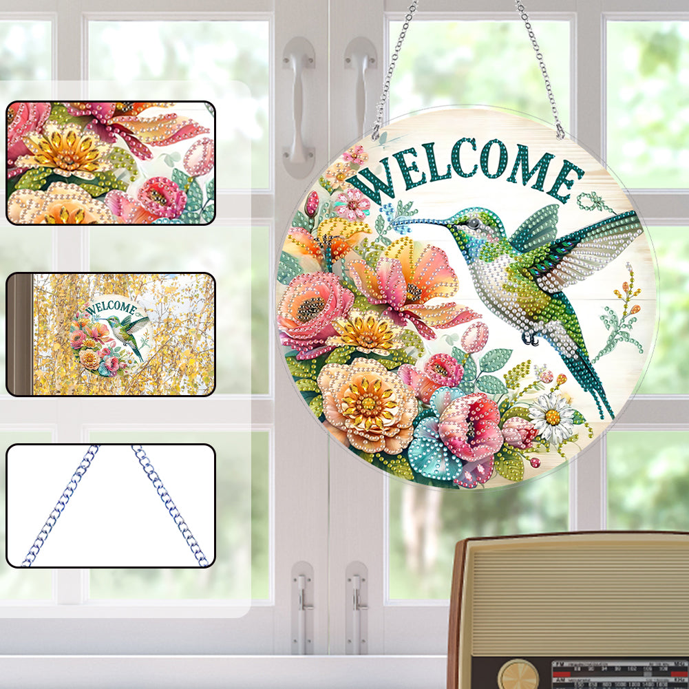 Acrylic 2D Flat DIY Hanging Diamond Art Kits Special Shape Wall Door Decoration