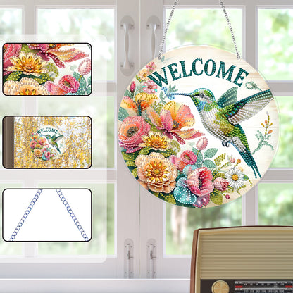 Acrylic 2D Flat DIY Hanging Diamond Art Kits Special Shape Wall Door Decoration