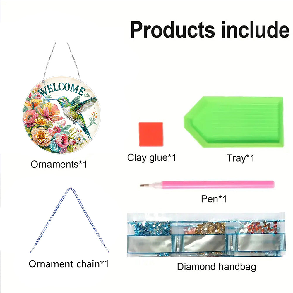 Acrylic 2D Flat DIY Hanging Diamond Art Kits Special Shape Wall Door Decoration