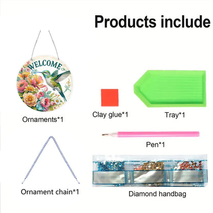 Acrylic 2D Flat DIY Hanging Diamond Art Kits Special Shape Wall Door Decoration