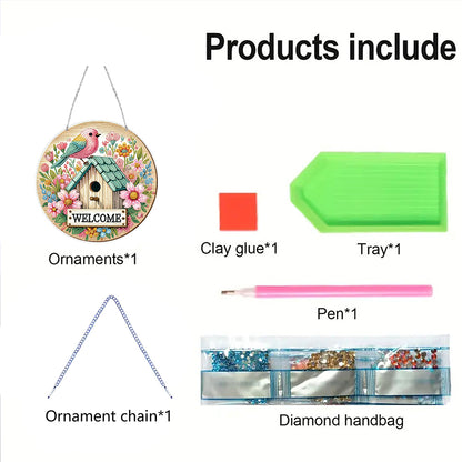 Acrylic 2D Flat DIY Hanging Diamond Art Kits Special Shape Wall Door Decoration