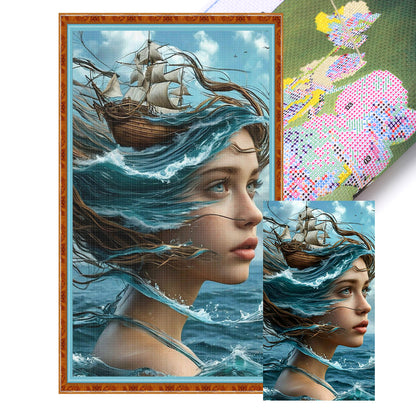 Silhouette Ocean Girl - 11CT Stamped Cross Stitch 40*70CM