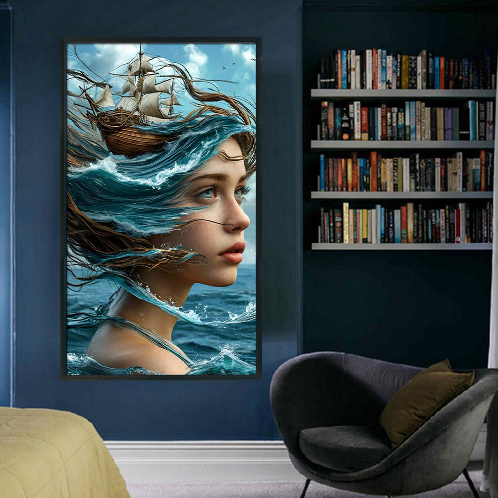 Silhouette Ocean Girl - 11CT Stamped Cross Stitch 40*70CM