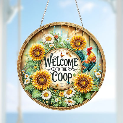 Acrylic 2D Flat DIY Hanging Diamond Art Kits Special Shape Wall Door Decoration