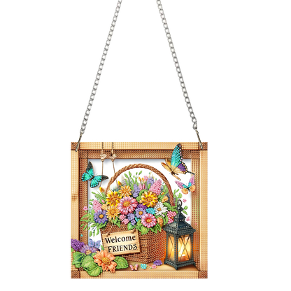 Acrylic 2D Flat DIY Hanging Diamond Art Kits Special Shape Wall Door Decoration