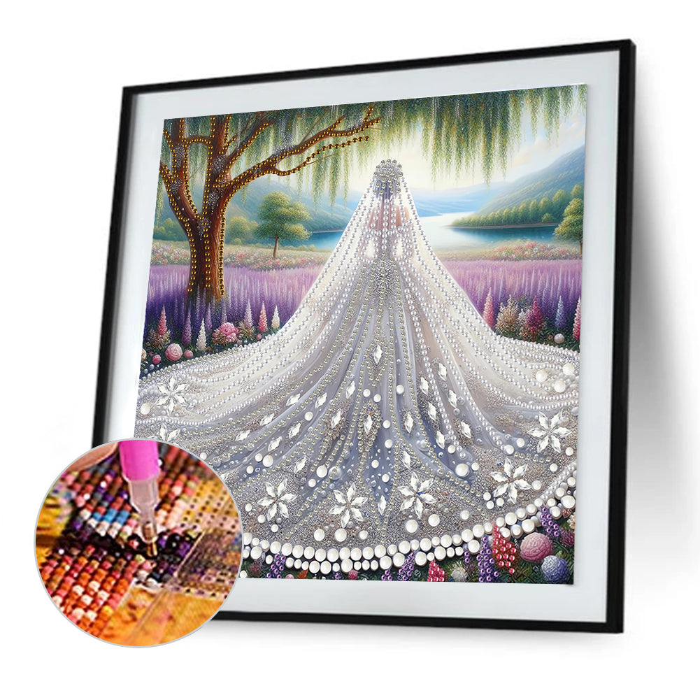 Girl In Wedding Dress - Special Shaped Drill Diamond Painting 30*30CM