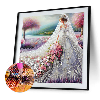 Girl In Wedding Dress - Special Shaped Drill Diamond Painting 30*30CM