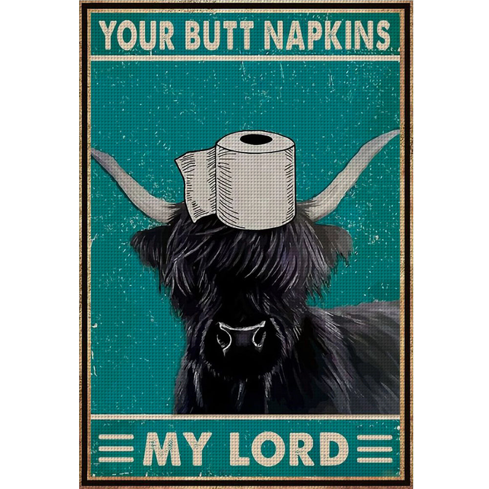 Vintage Poster - Yak Going To The Toilet - 11CT Stamped Cross Stitch 40*60CM