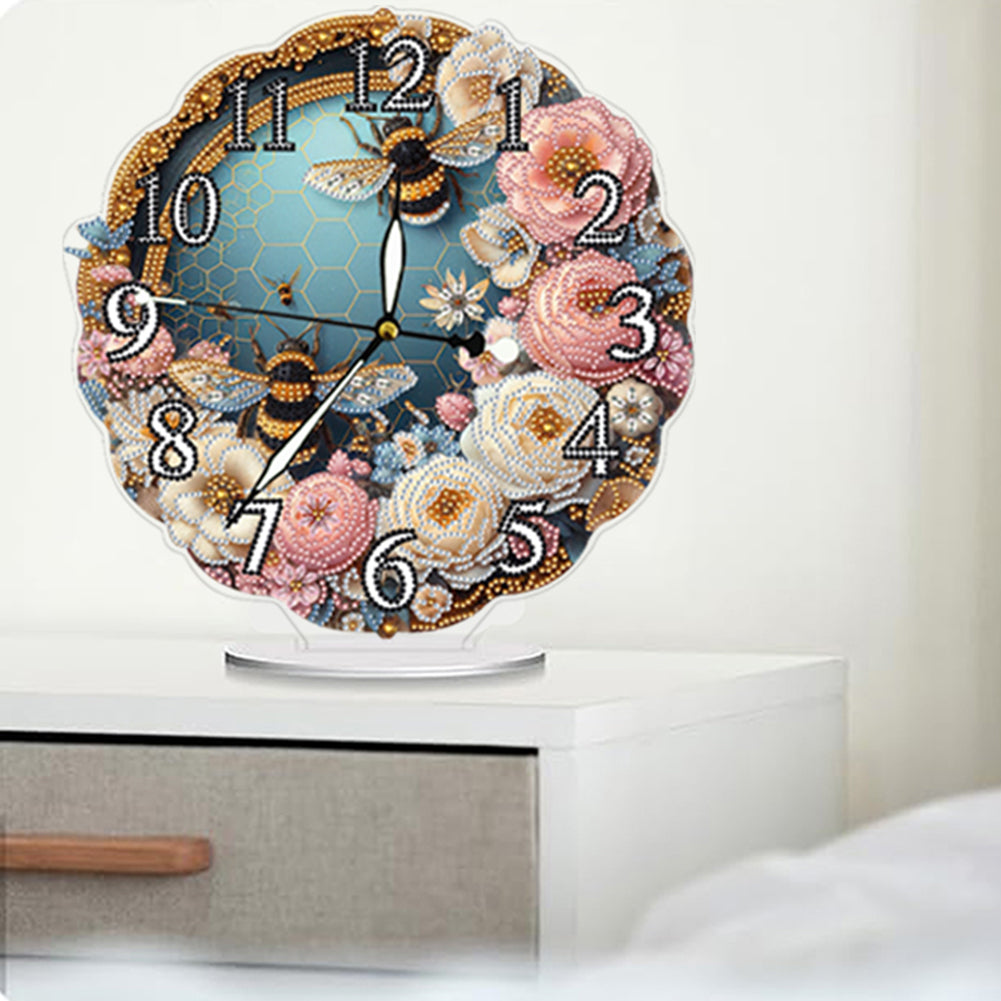 Acrylic Special Shape Flower Bird DIY Crystal Diamond Clock for Adults Beginners