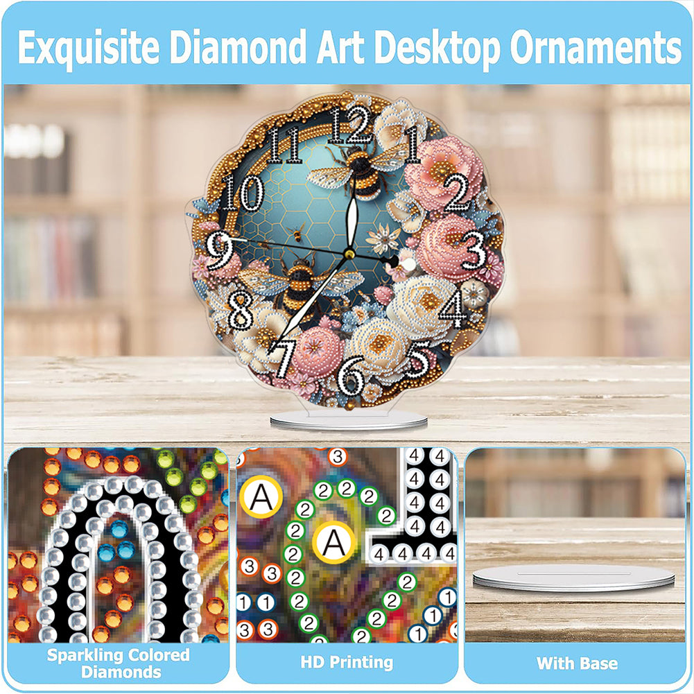 Acrylic Special Shape Flower Bird DIY Crystal Diamond Clock for Adults Beginners