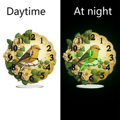 Acrylic Special Shape Flower Bird DIY Crystal Diamond Clock for Adults Beginners