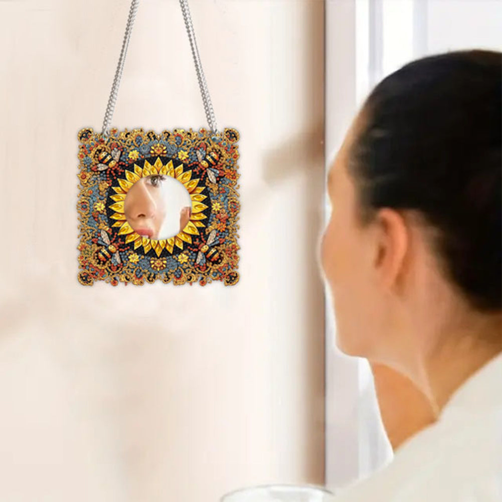 2D Flat DIY Diamond Art Mirror Pendant Diamond Painting Set Wall Door Decoration