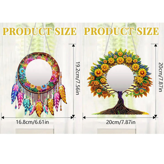 2D Flat DIY Diamond Art Mirror Pendant Diamond Painting Set Wall Door Decoration