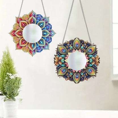 2D Flat DIY Diamond Art Mirror Pendant Diamond Painting Set Wall Door Decoration