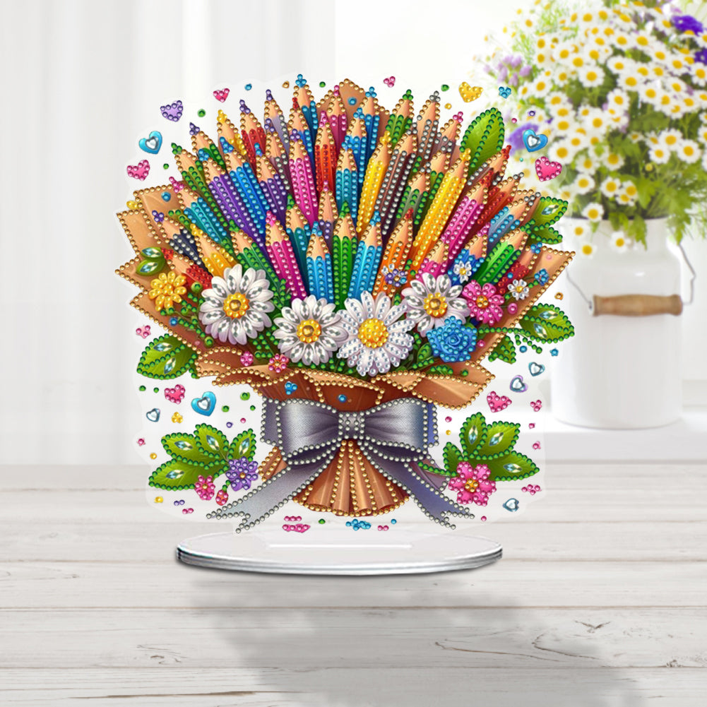 Flower Double Sided Effect DIY Table Top Diamond Painting Ornament Kits Decor