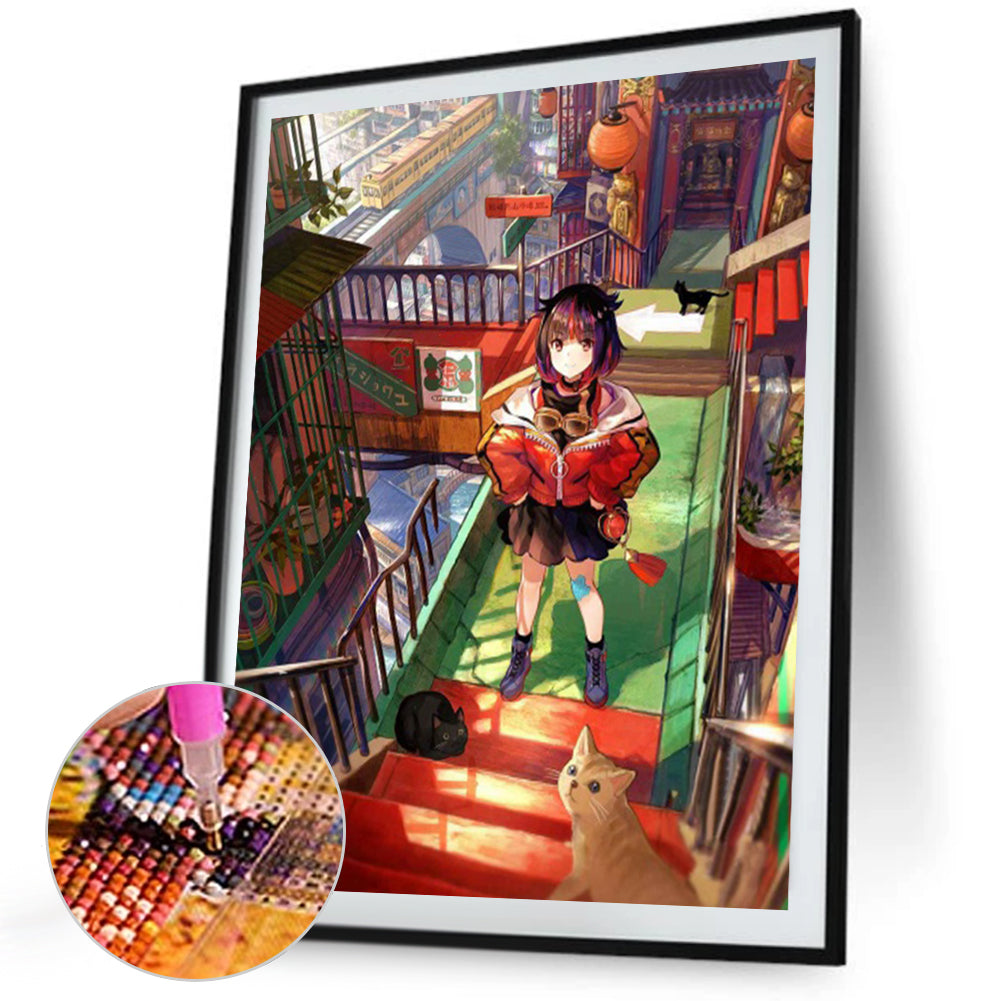Japanese Manga Girl - Full Square Drill Diamond Painting 40*50CM