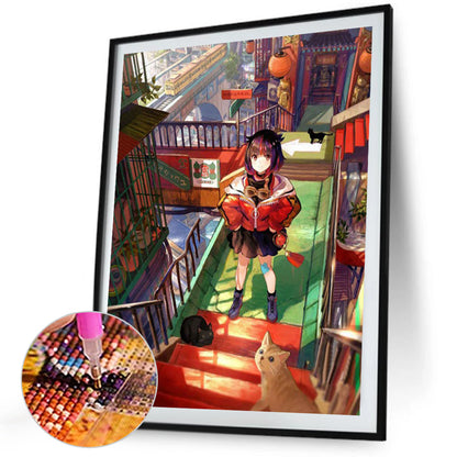 Japanese Manga Girl - Full Square Drill Diamond Painting 40*50CM