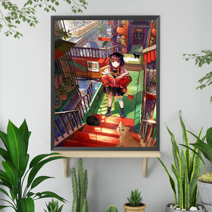 Japanese Manga Girl - Full Square Drill Diamond Painting 40*50CM