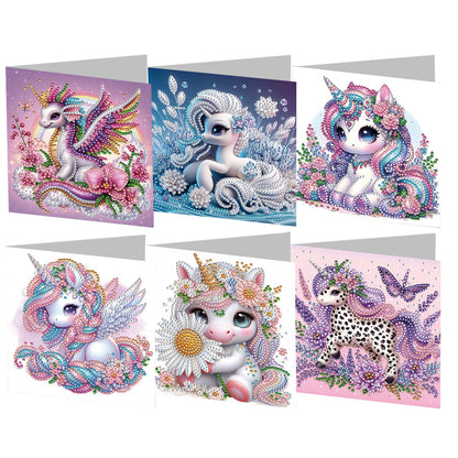 6PCS DIY Rhinestone Diamond Art Mosaic Postcards for Festivals and Celebrations