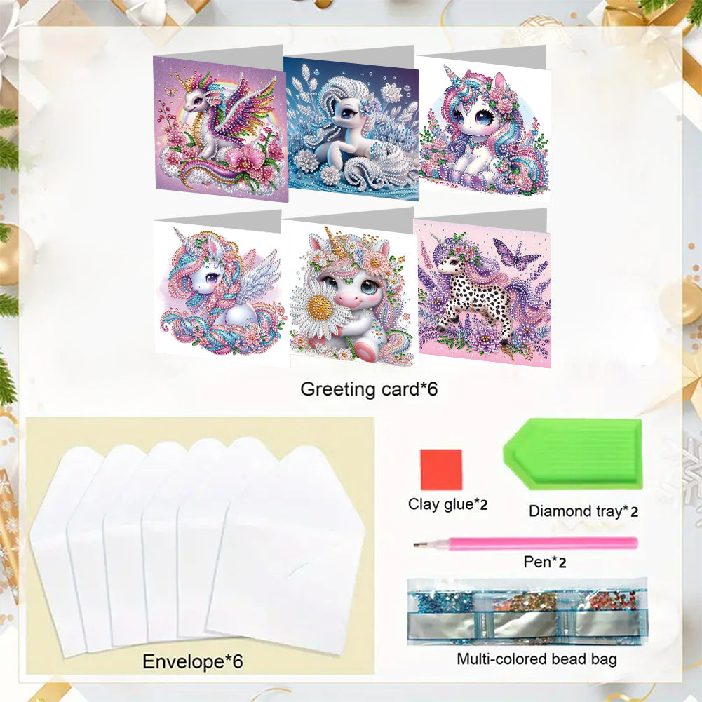 6PCS DIY Rhinestone Diamond Art Mosaic Postcards for Festivals and Celebrations