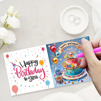 6PCS DIY Rhinestone Diamond Art Mosaic Postcards for Festivals and Celebrations