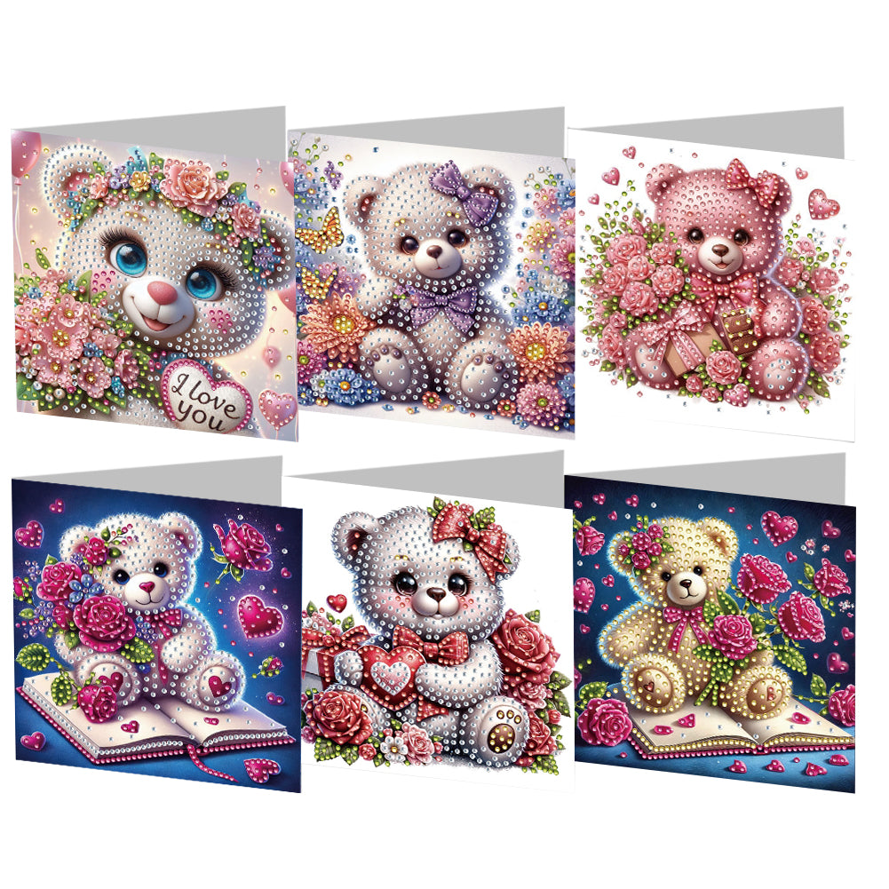 6PCS DIY Rhinestone Diamond Art Mosaic Postcards for Festivals and Celebrations