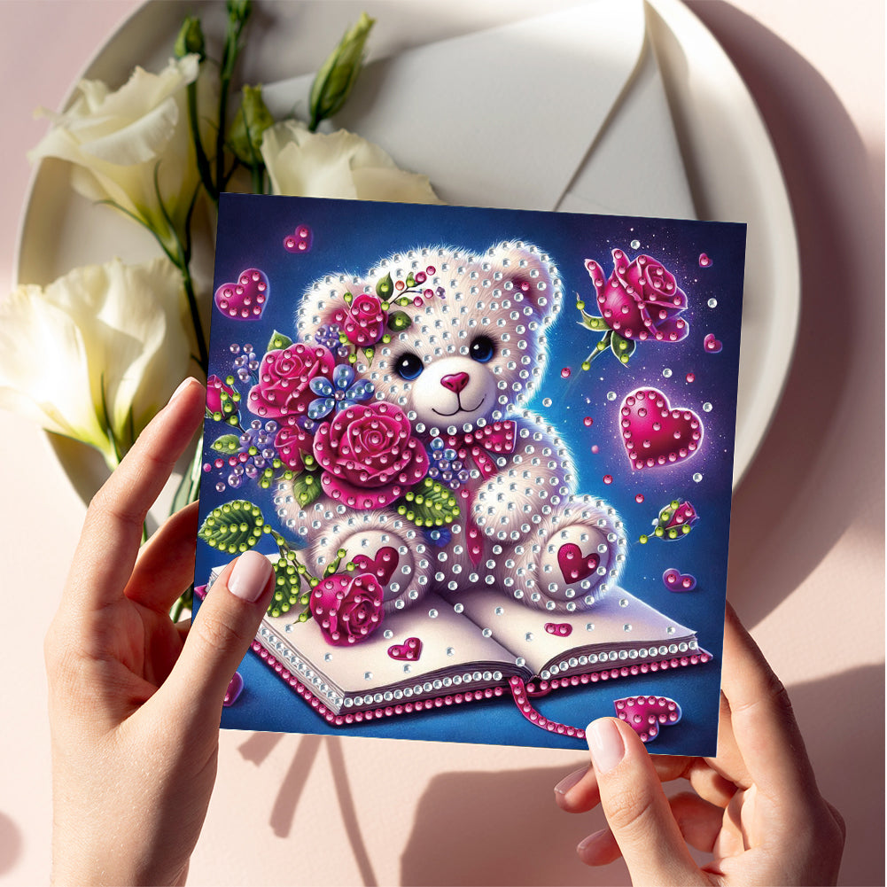 6PCS DIY Rhinestone Diamond Art Mosaic Postcards for Festivals and Celebrations