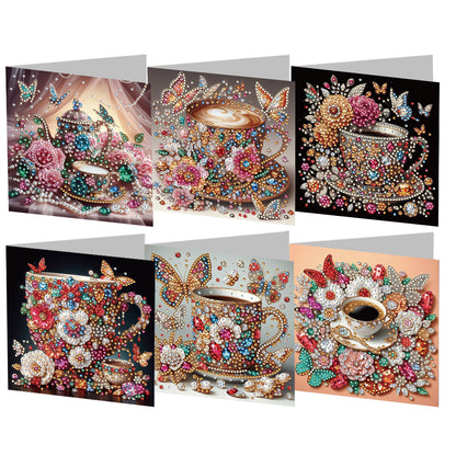 6PCS DIY Rhinestone Diamond Art Mosaic Postcards for Festivals and Celebrations