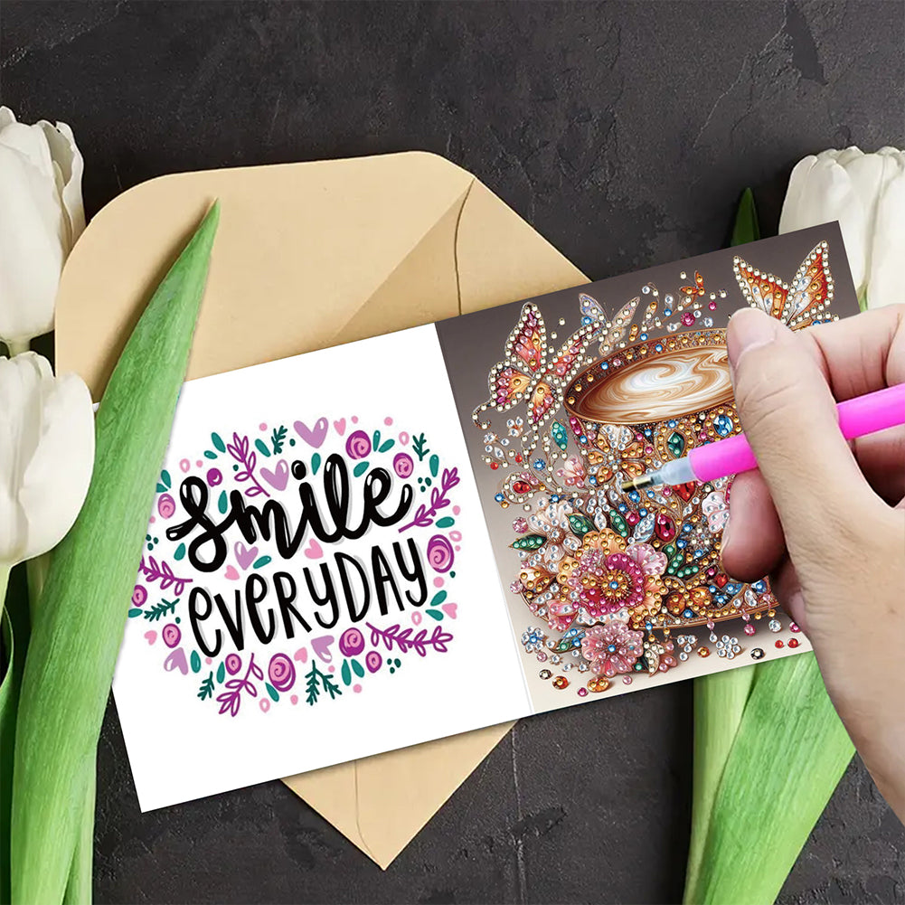 6PCS DIY Rhinestone Diamond Art Mosaic Postcards for Festivals and Celebrations