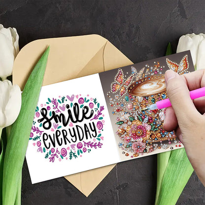 6PCS DIY Rhinestone Diamond Art Mosaic Postcards for Festivals and Celebrations