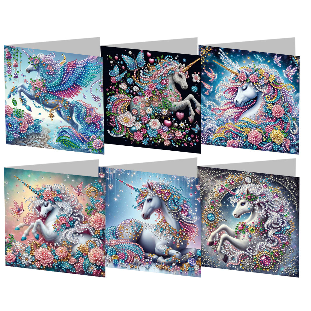 6PCS DIY Rhinestone Diamond Art Mosaic Postcards for Festivals and Celebrations