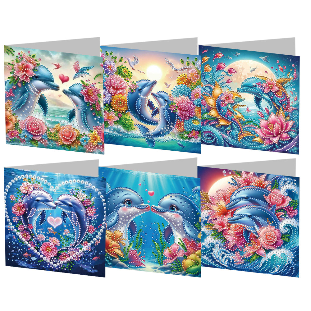 6PCS DIY Rhinestone Diamond Art Mosaic Postcards for Festivals and Celebrations