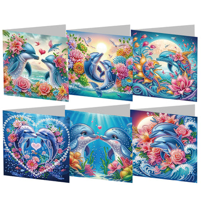6PCS DIY Rhinestone Diamond Art Mosaic Postcards for Festivals and Celebrations