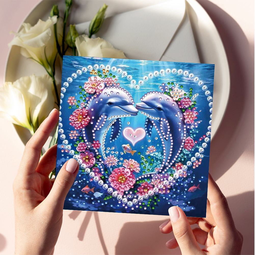 6PCS DIY Rhinestone Diamond Art Mosaic Postcards for Festivals and Celebrations
